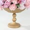 4 Gold Metal Compote Pedestal Bowl Flower Vases in Vintage Floral Pattern Party
